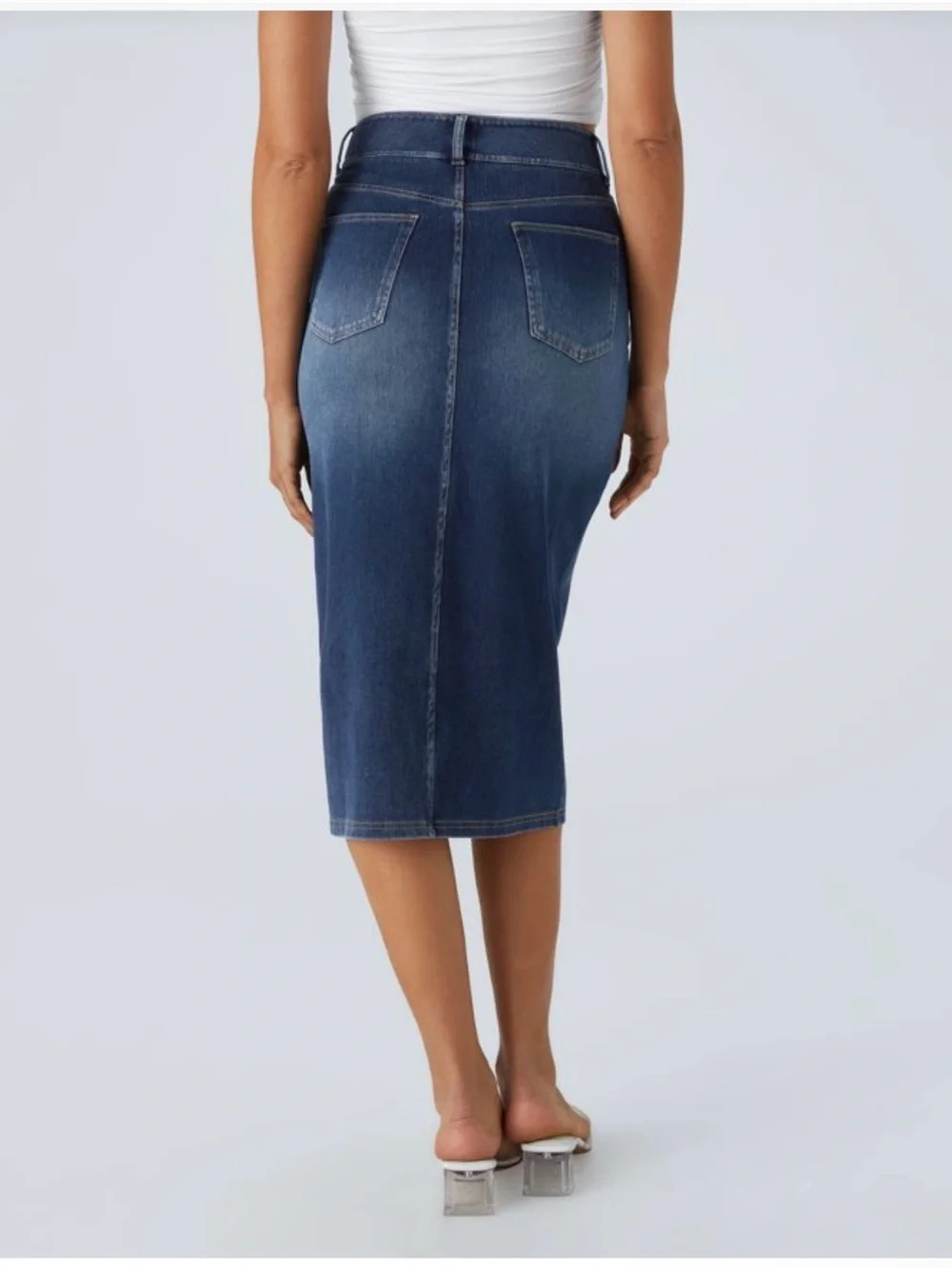 NWOT Halara Flex High Waisted Pockets Senim Casual Midi Skirt Size Medium